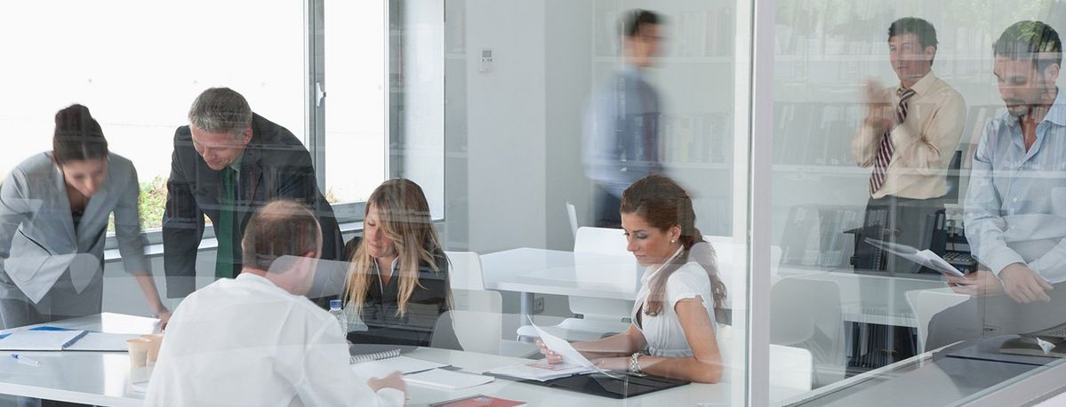 Work professional helping select an office printer